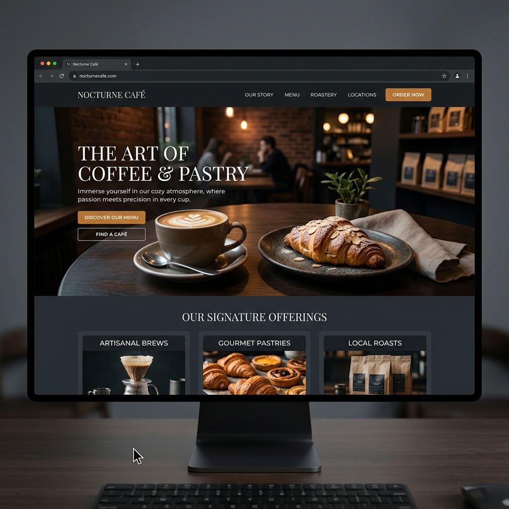 Boutique Cafe Website Mockup