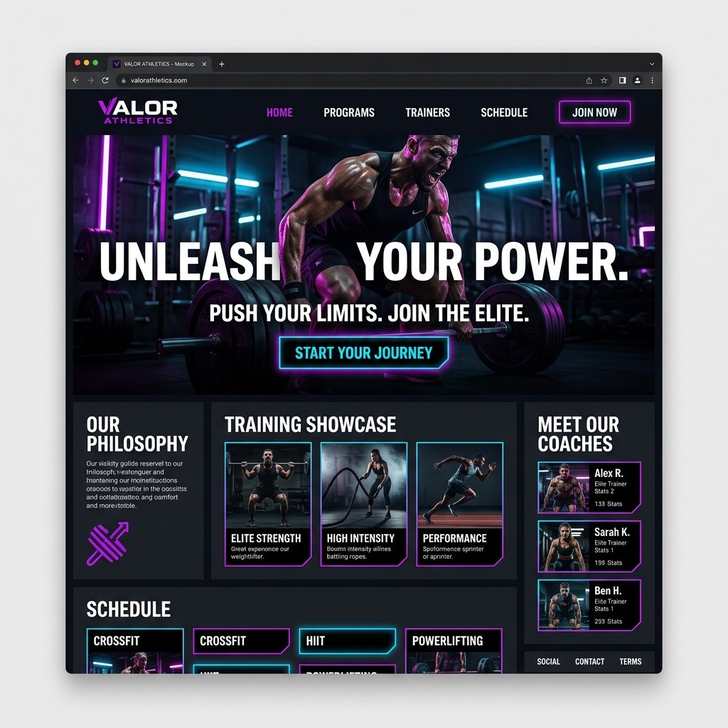 High Energy Fitness Gym Website Mockup